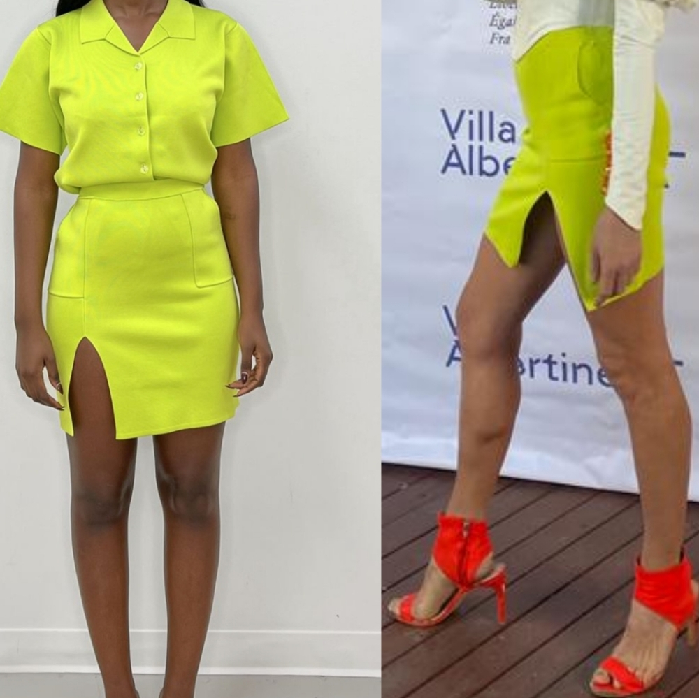 Hanifa lime green neon slit pocket Robyn skirt xs